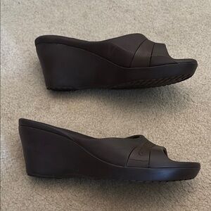 EUC CROCS Brown Wedge Sandals-7